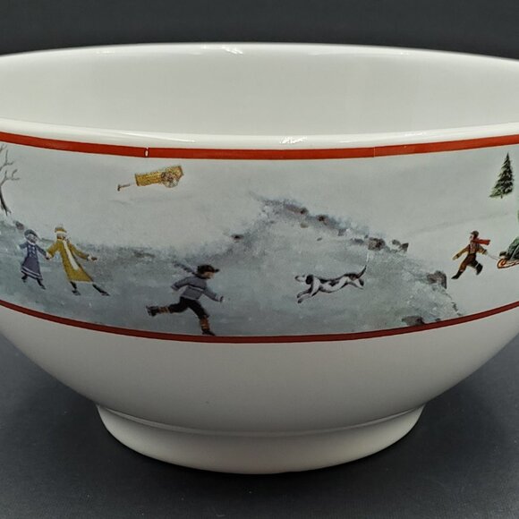Sakura Christmas Valley Cereal Bowls David Carter Brown Holiday Soup Bowls - Picture 6 of 8
